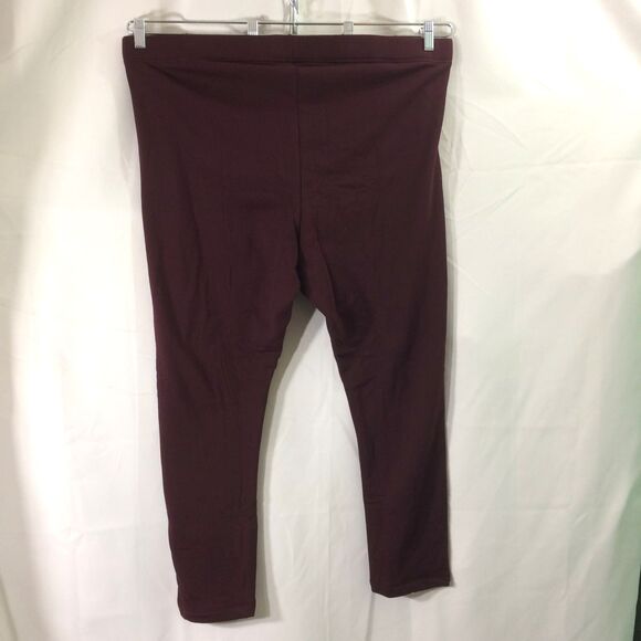 NEW Old Navy Womens 3X Maroon Fleece Lined Leggings High Rise Stretch Cotton - Picture 2 of 4